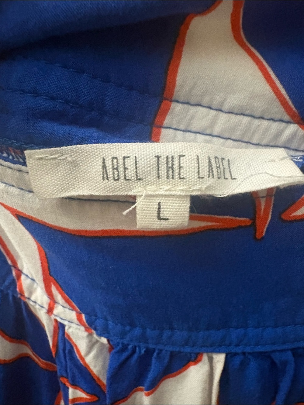 Anthropologie - Abel the Abel - Blue White Red Maxi Dress with Pockets - Size L - Picture 4 of 7